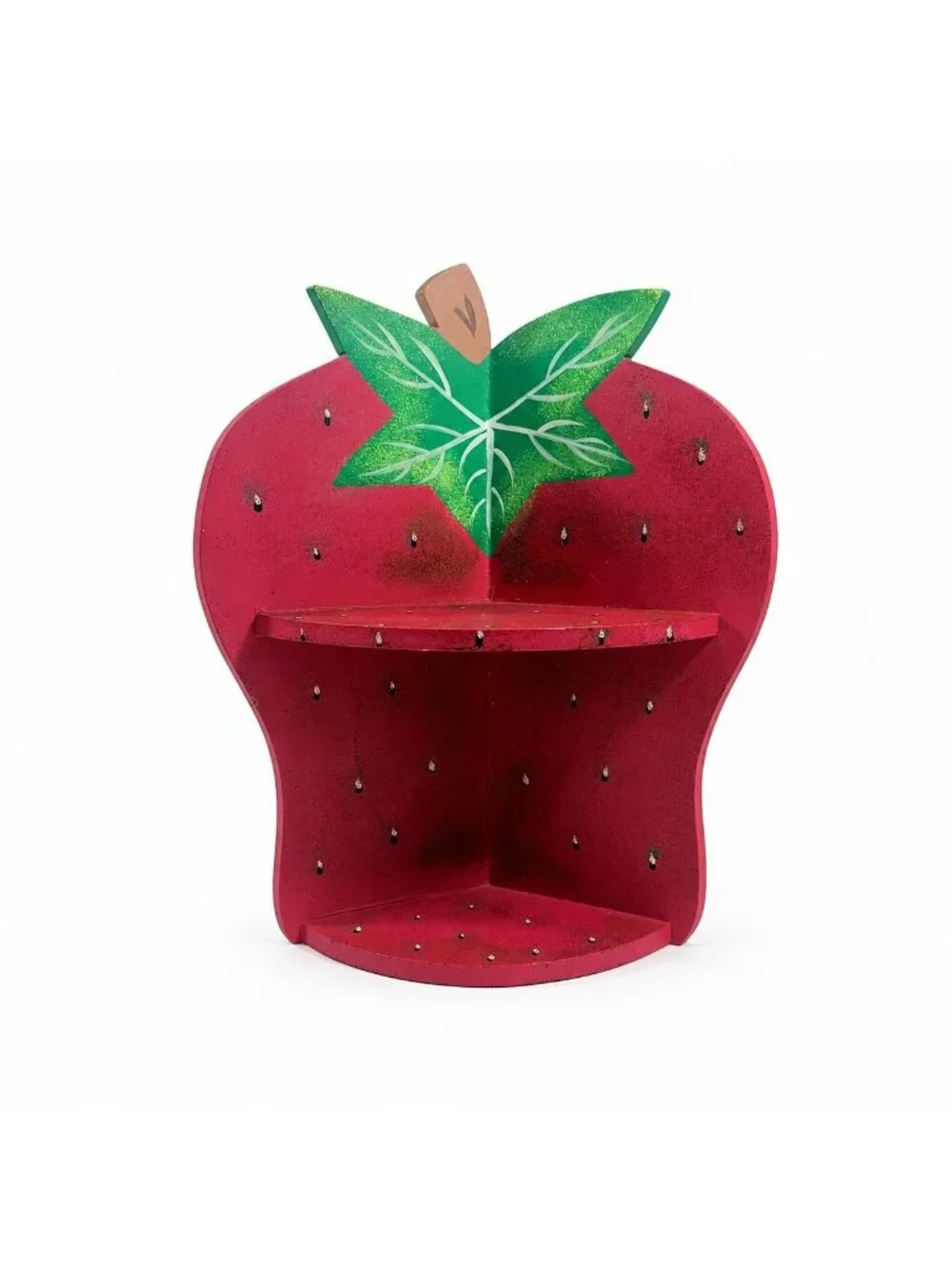 Wall Corner Shelf 90s Strawberry Vintage Wood Hanging Red Hand Painted Farmhouse - Picture 1 of 16